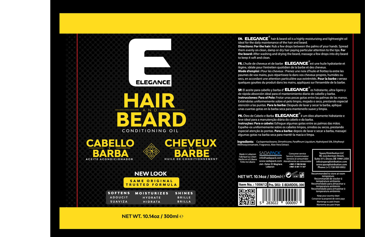 Elegance Hair and Beard Oil pour demonstrates easy application and refreshing scent.