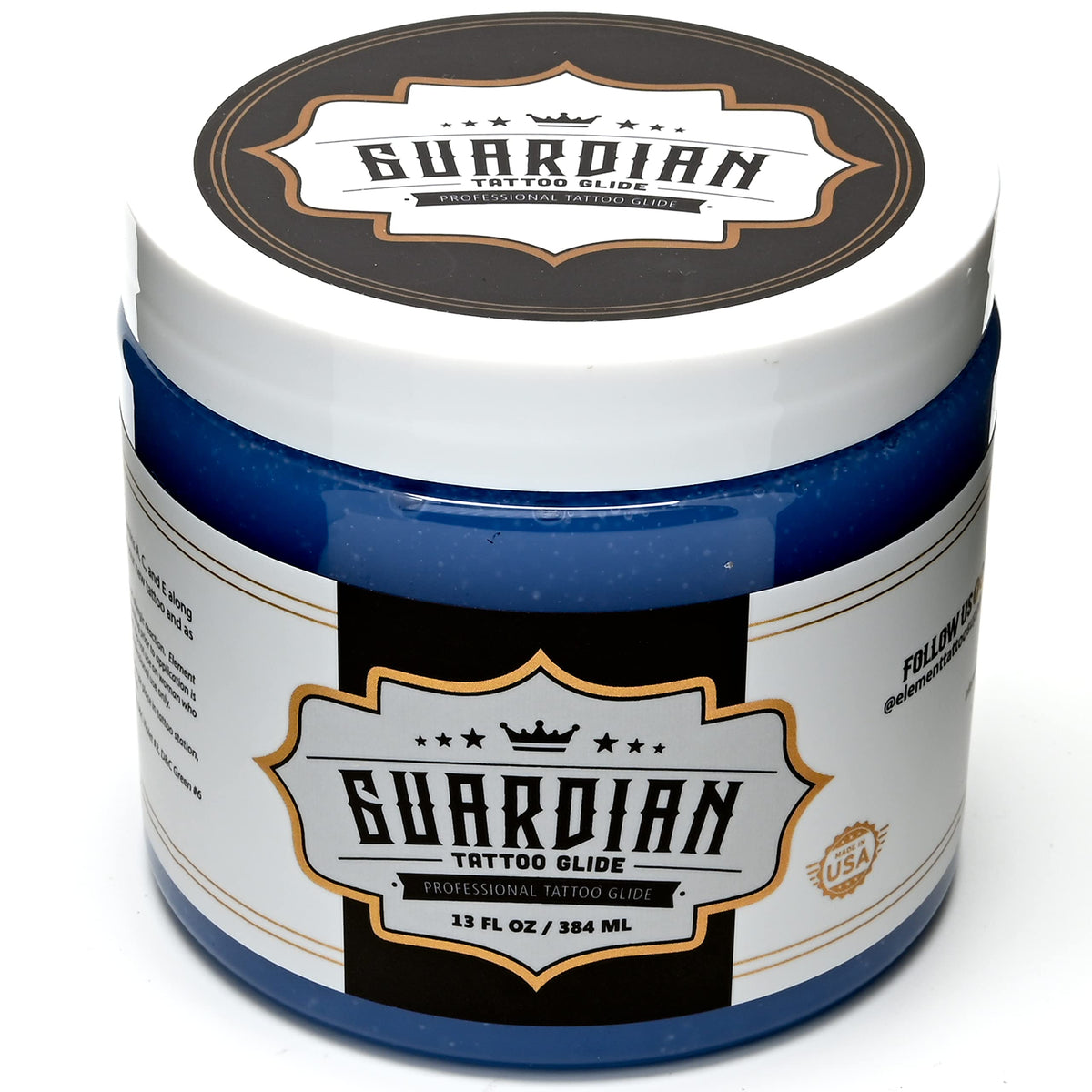 Thinner formula reduces clogging at the needle tip, Guardian Tattoo Glide Gel.