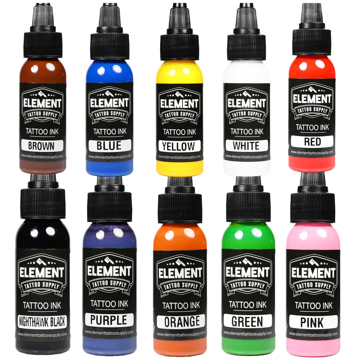 Element Tattoo Supply 10-color ink set provides versatile shading options