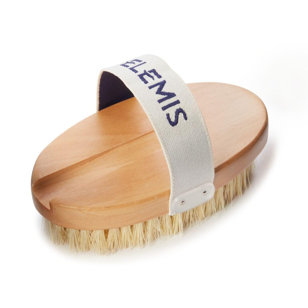 ELEMIS Body Detox Skin Brush imagery suggesting cellulite appearance improvement with use.