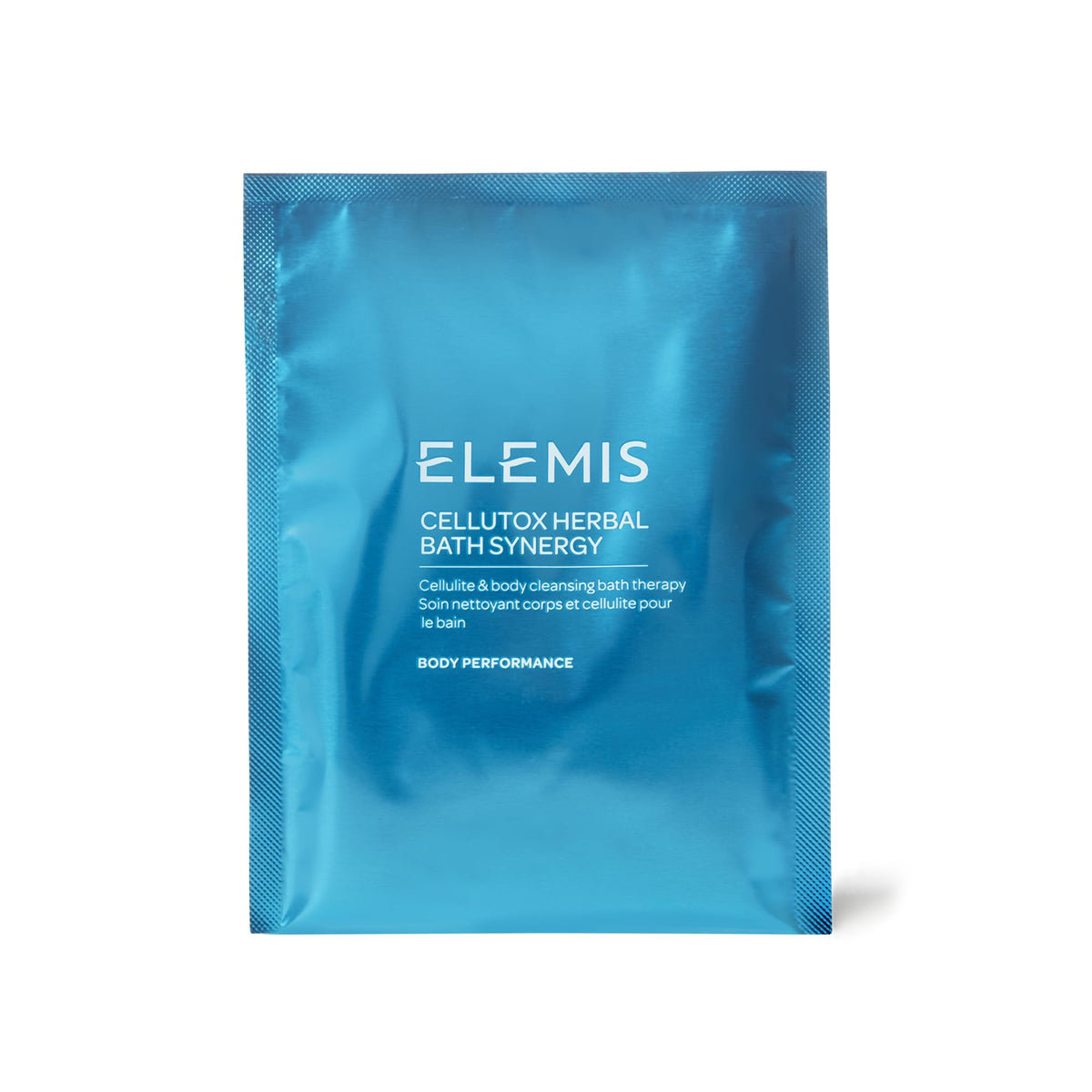 Elemis Cellutox bath sachet packaging with herbal blend for a cleansing ritual.