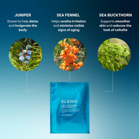 Elemis Cellutox bath sachet highlighting sea fennel in a soothing bath.