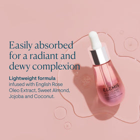 Elemis English Rose oleo extract highlighted for soothing botanical notes.