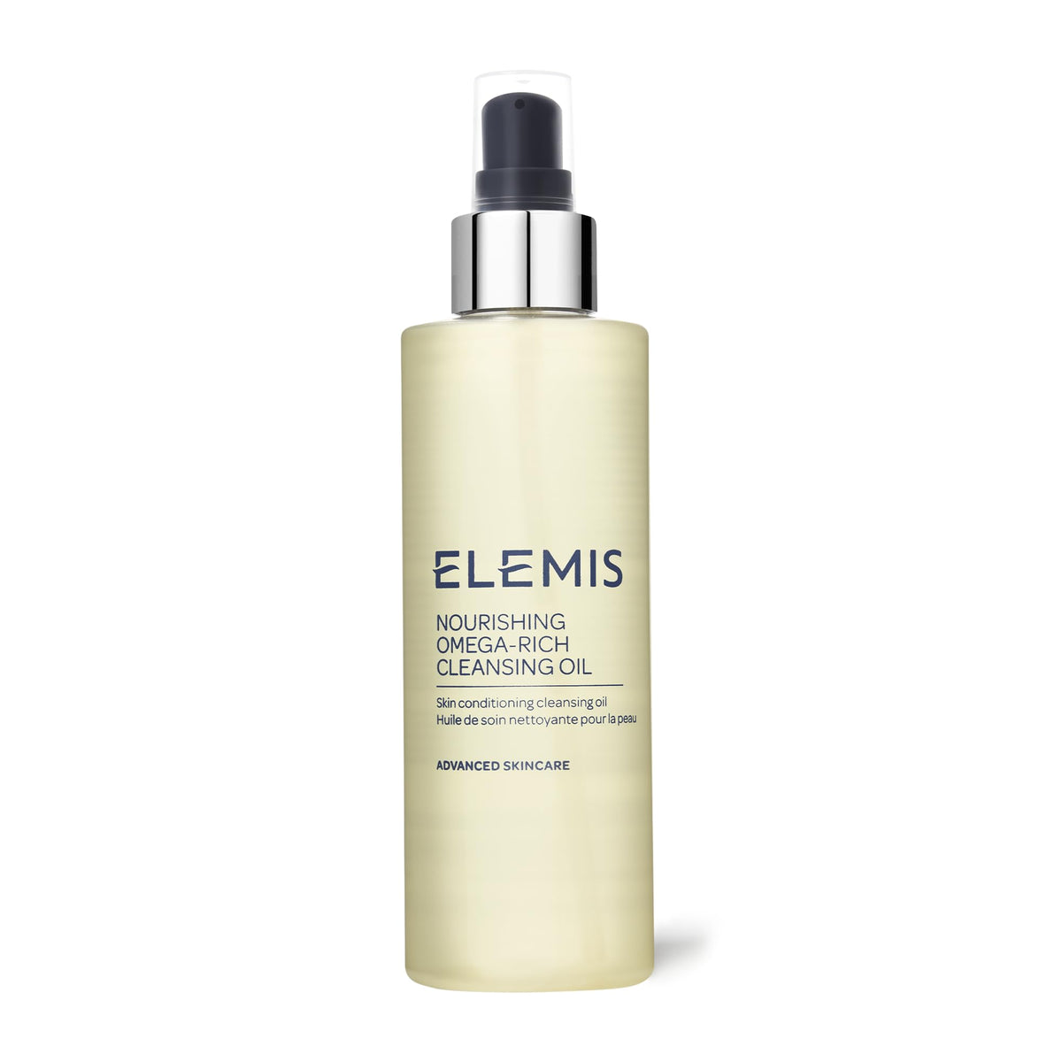 Elemis Nourishing Omega-Rich Cleansing Oil bottle showing gentle daily cleansing and nourishment