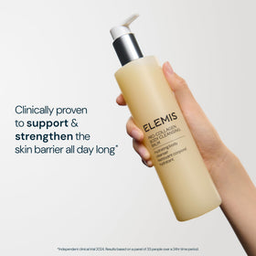 Close-up of creamy texture transforming from balm to milk and foam with moisture