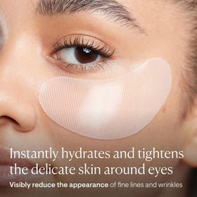 Close-up of Elemis eye masks showing hydrating serum texture for under-eye care.
