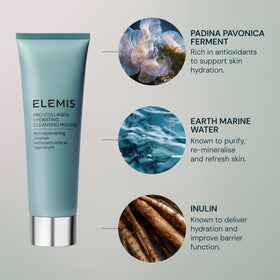Elemis Pro-Collagen Hydrating Cleansing Mousse close-up highlights gentle lather