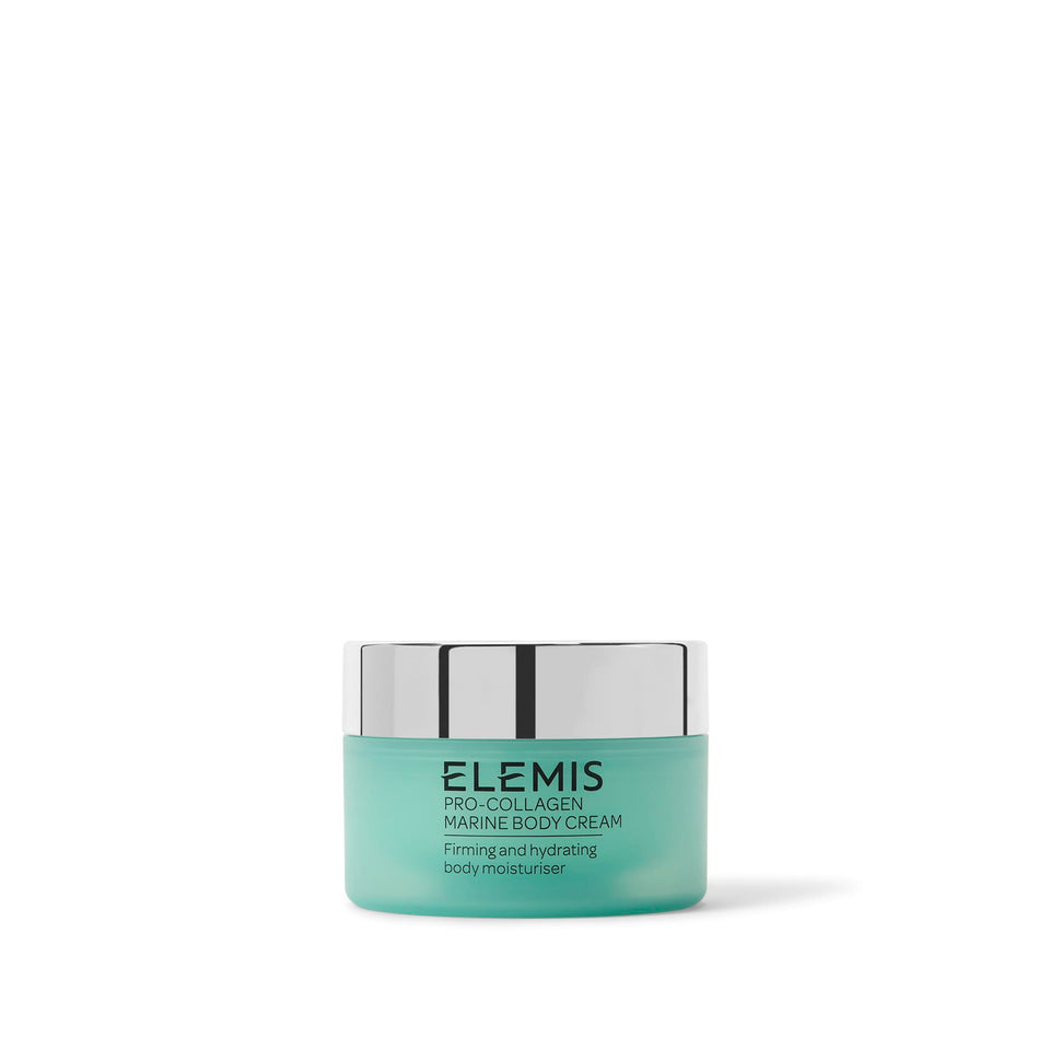 Elemis Pro-Collagen Marine Body Cream bottle for deep hydration and firming feel.