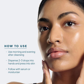 Finger application of ELEMIS Pro-Collagen Marine Moisture Essence during routine