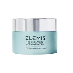 Elemis Pro-Collagen Morning Matrix jar close-up showing rich cream texture for hydration