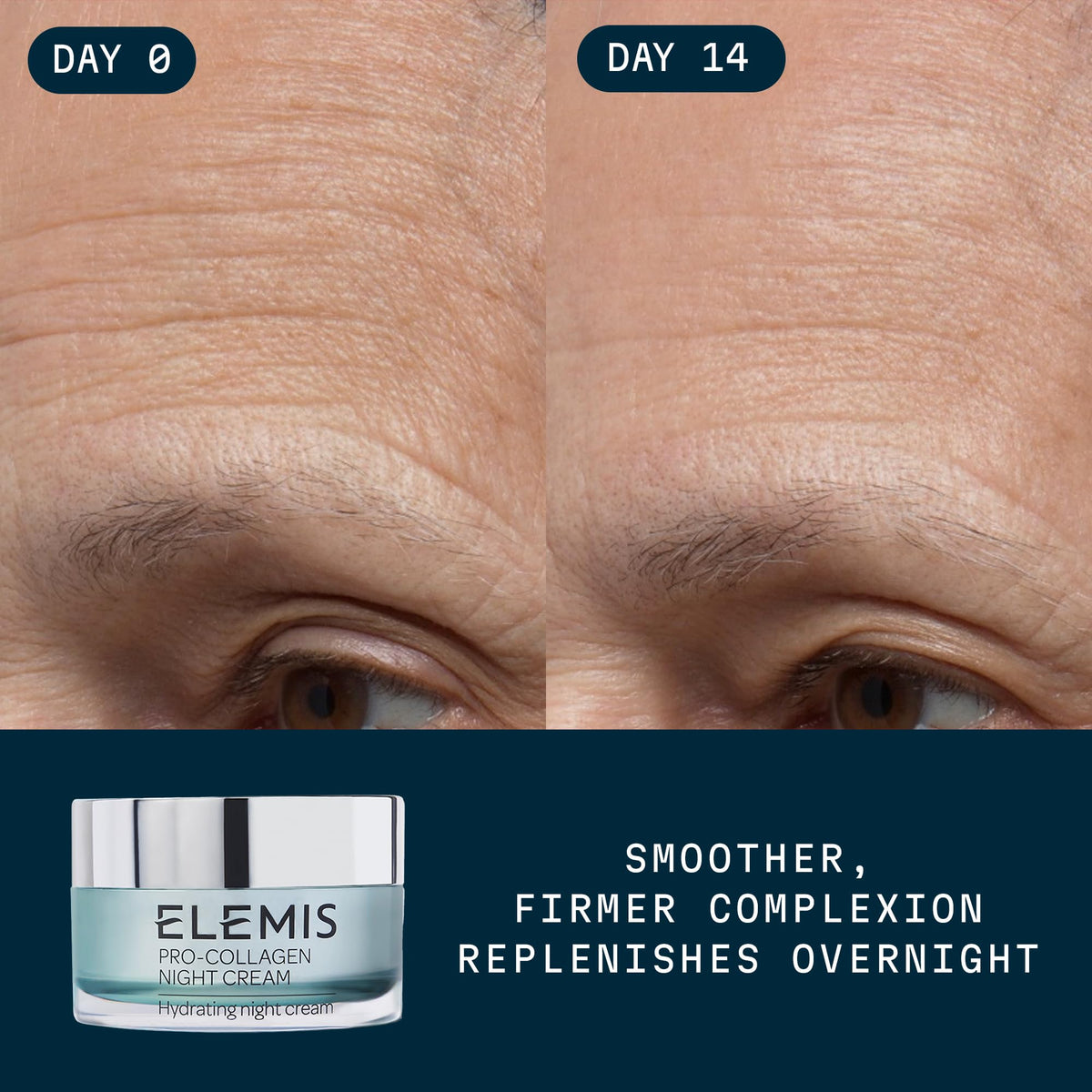 Close-up of ELEMIS Pro-Collagen Night Cream jar showing rich texture.