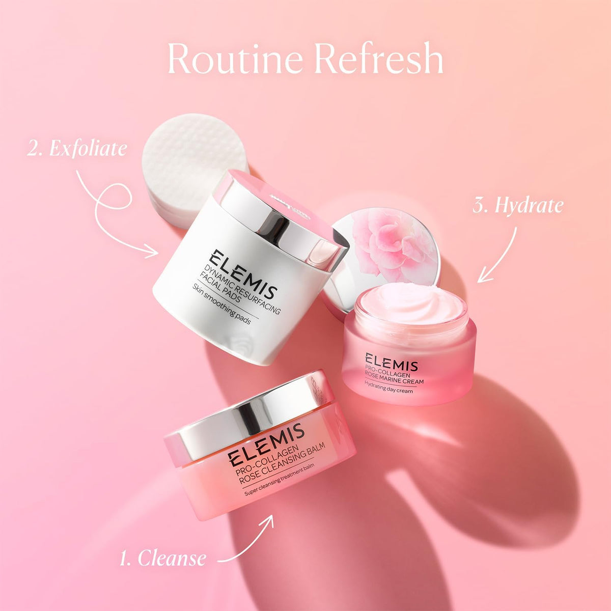 Elemis Pro-Collagen Rose Marine Cream texture close-up shows silky gel-cream finish