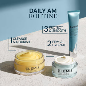 Elemis Pro-Collagen Fluid on skin during morning routine for makeup priming.