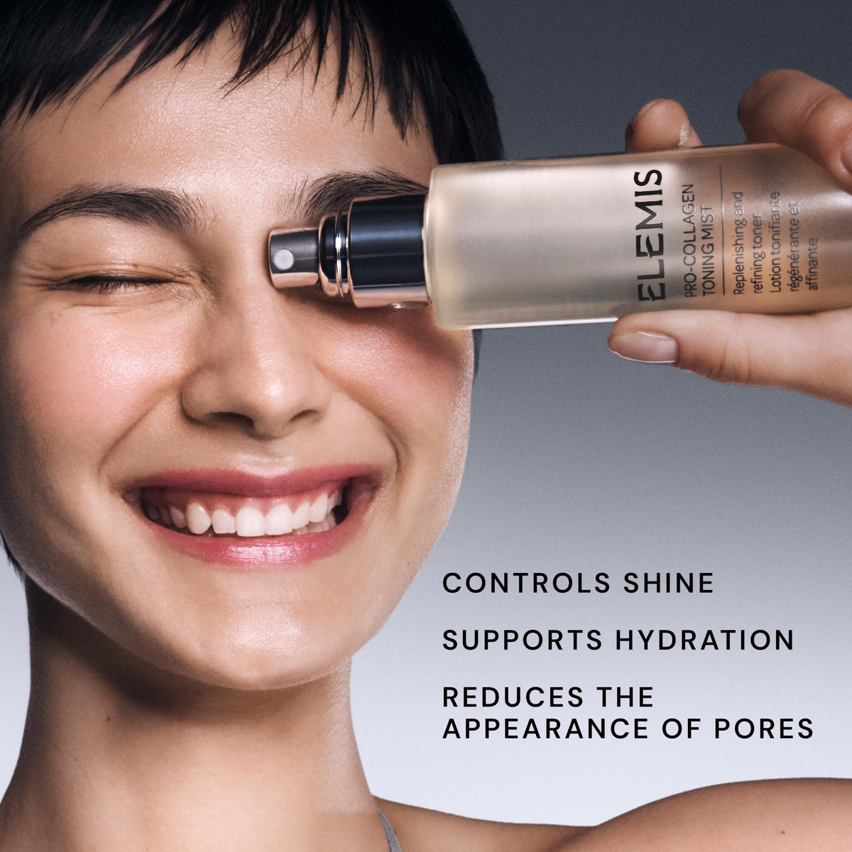 Elemis Pro-Collagen Toning Mist applied on clean skin for a smooth finish