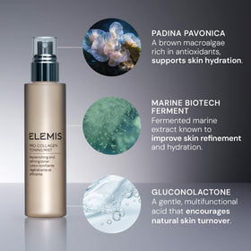 Elemis Pro-Collagen Toning Mist in hand during morning routine