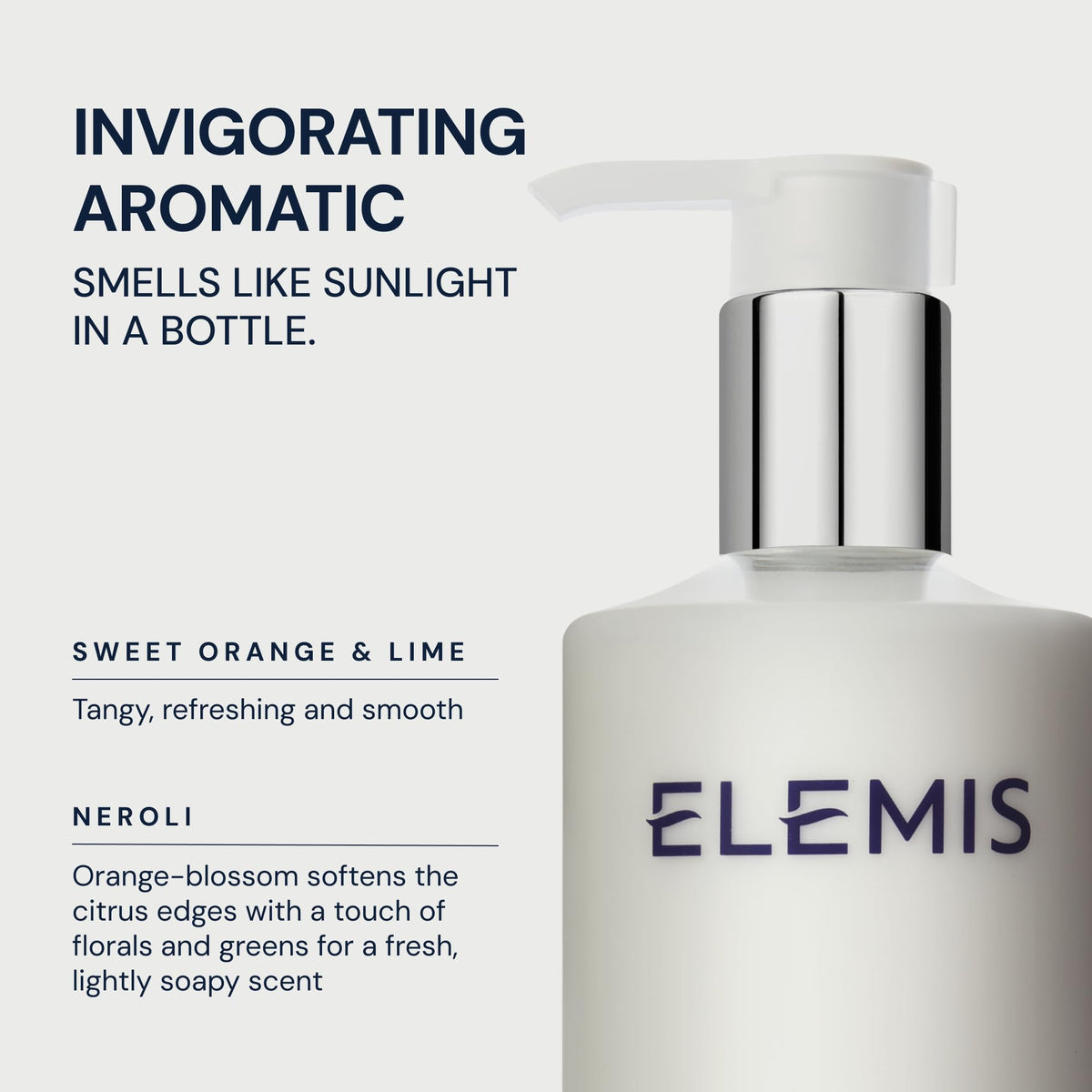 Pump dispenser on ELEMIS Revitalise-Me bottle illustrating easy application