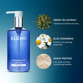 Elemis Revitalize-Me Shampoo neroli hint adds fresh, uplifting scent during wash.