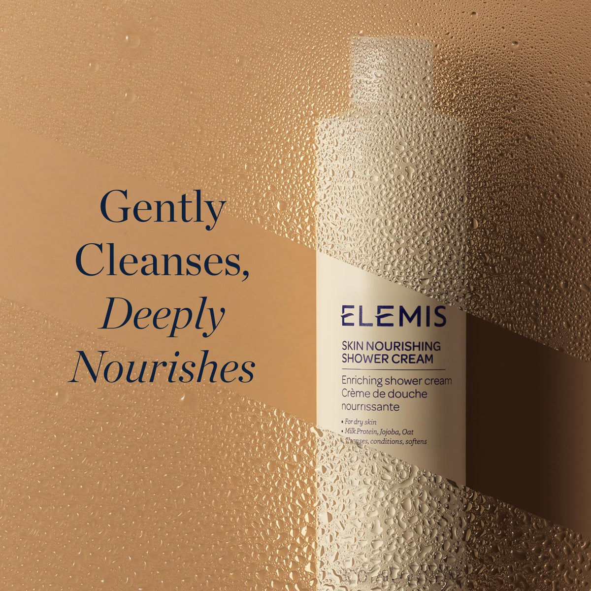 Elemis Skin Nourishing Shower Cream texture close-up highlighting natural oils