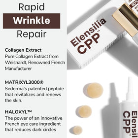 Elensilia Matrixyl 3000 peptide complex emphasizes conditioning for a smoother eye area.