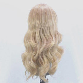 ELESTY long wavy blonde wig cap and strap detail