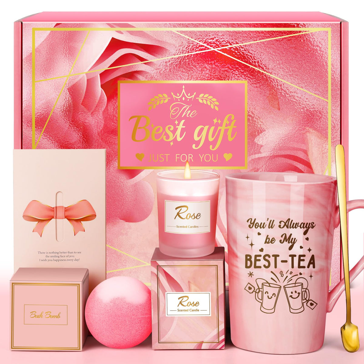 Eletorot bestie gift basket full view, ready-to-gift spa set for her special day