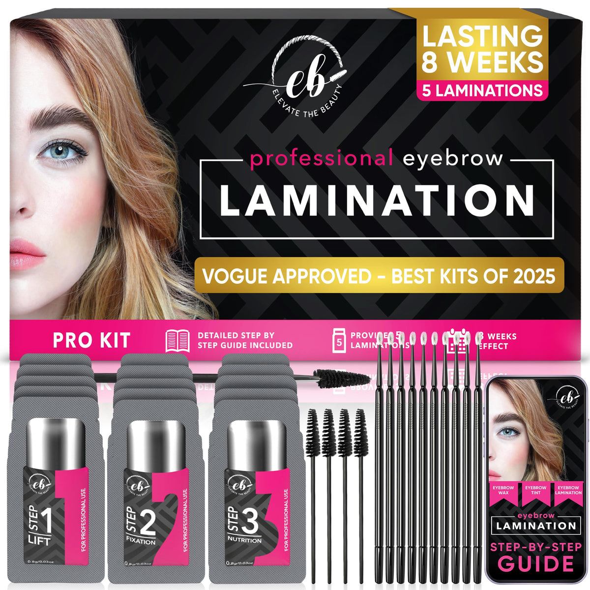 Elevate the Beauty brow lamination kit cover with premium packaging for salon-ready results.