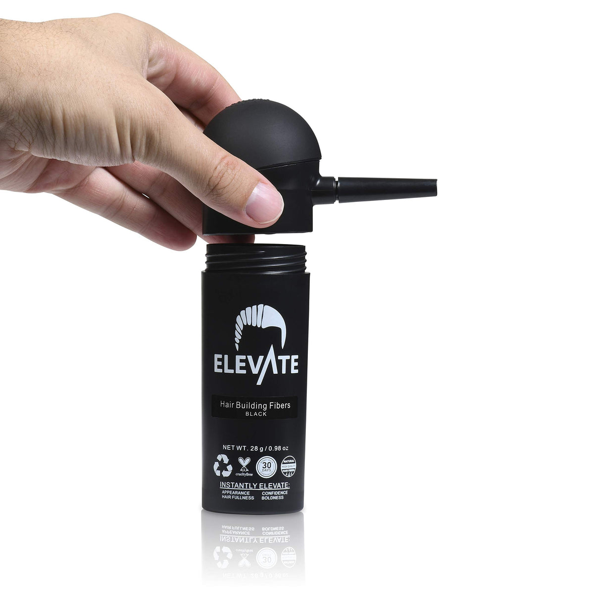 Elevate Hair all-day hold image conveys sweat resistance for daily activities.