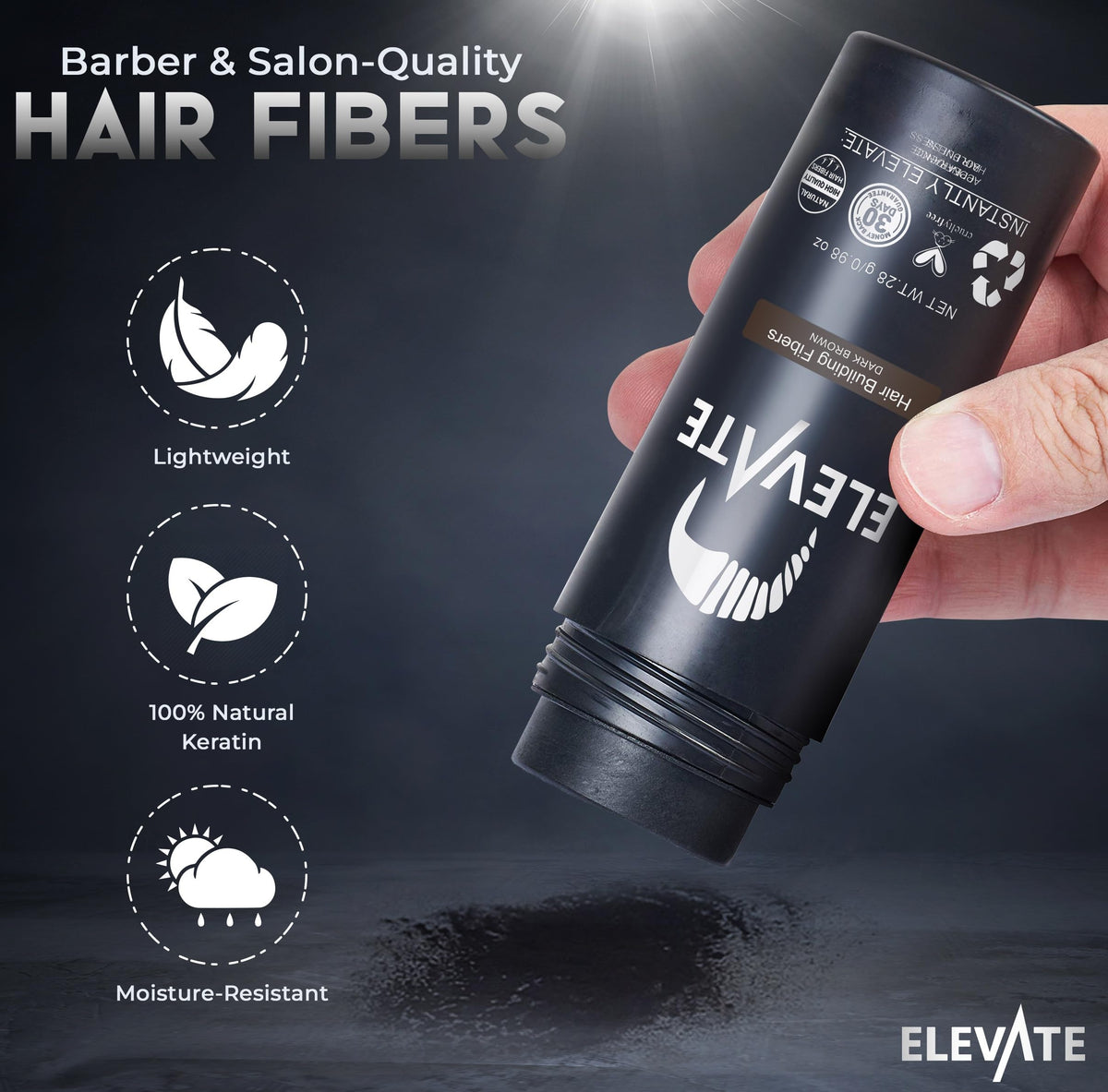 Elevate Hair Fibers crown-area coverage hides thinning spots