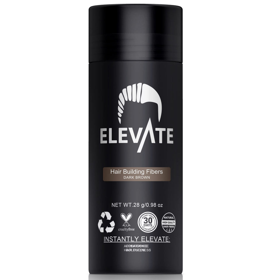 Elevate Hair Fibers bottle pour for instant natural fullness and quick touch-ups