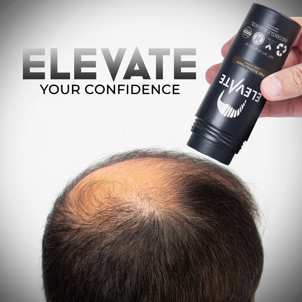 Elevate Hair Fibers precise application targets thinning areas