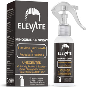 Elevate Hair Regrowth Spray bottle front view for easy daily use.