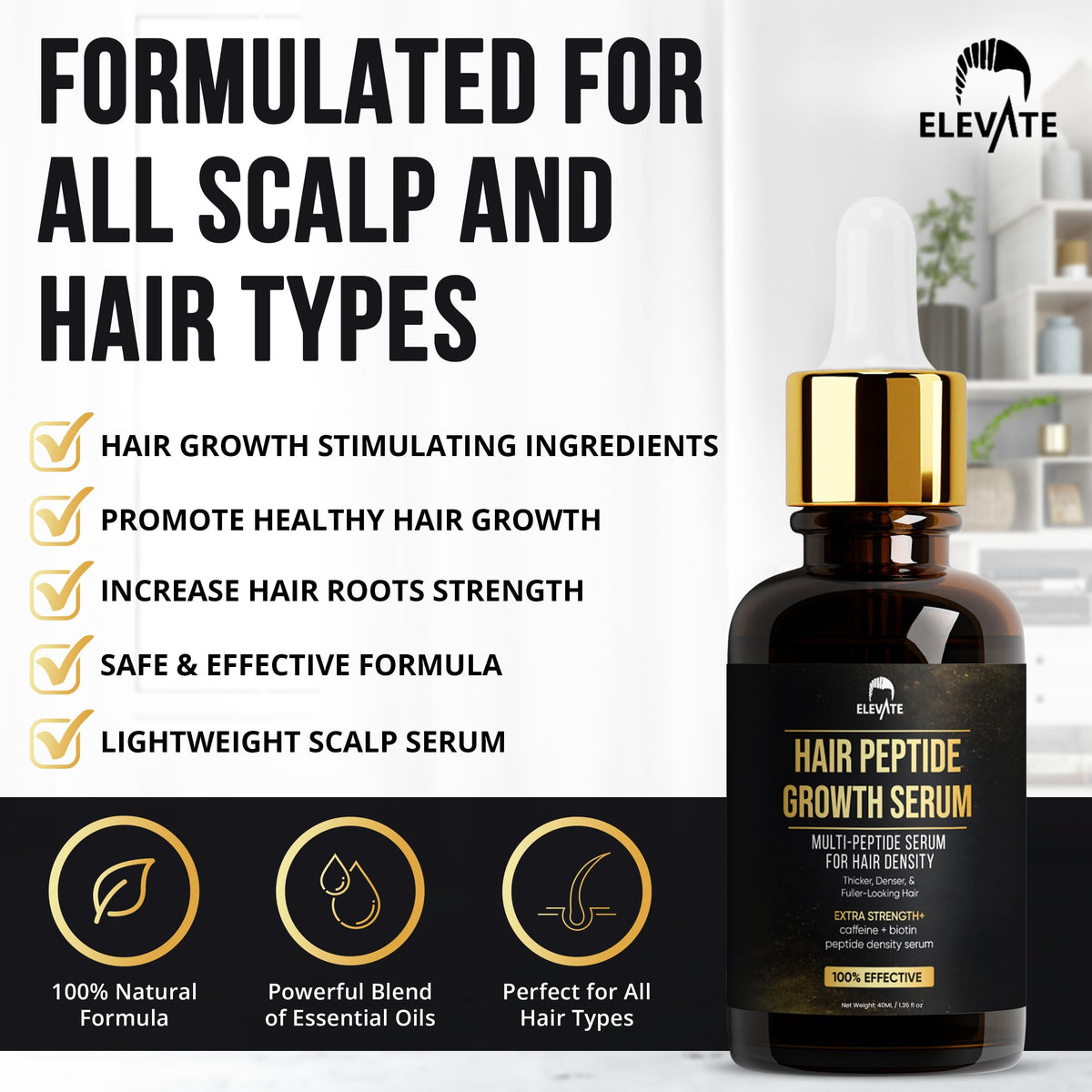 Elevate serum texture swirl highlights lightweight, non-greasy formula.