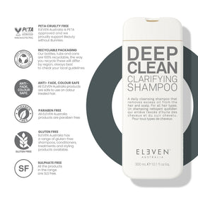 Finished ELEVEN AUSTRALIA Deep Clean Shampoo bottle ready for detox and regular use