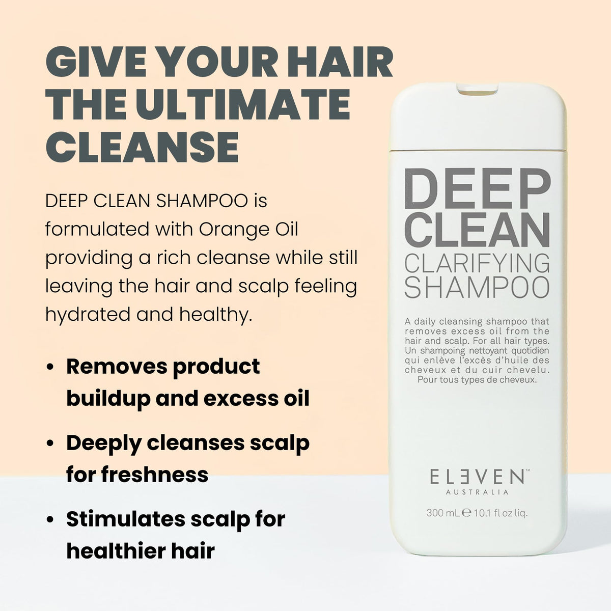 ELEVEN AUSTRALIA Deep Clean Shampoo orange oil close-up showing cleansing oils