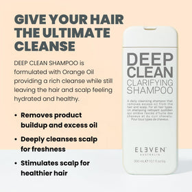 ELEVEN AUSTRALIA Deep Clean Shampoo orange oil close-up showing cleansing oils