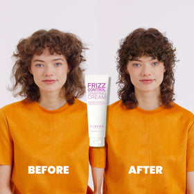 Creamy texture swatch illustrating frizz control and moisturized shine.