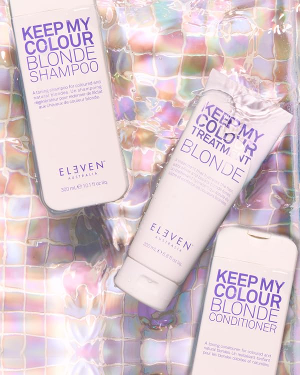 ELEVEN AUSTRALIA Keep My Colour Blonde Conditioner close-up texture reveals creamy violet formula for even toning