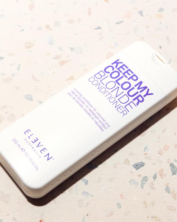 ELEVEN AUSTRALIA Keep My Colour Blonde Conditioner label detail highlights color protection and vegan formula
