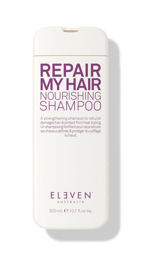 ELEVEN AUSTRALIA Repair My Hair Nourishing Shampoo bottle pour highlighting hydrating formula