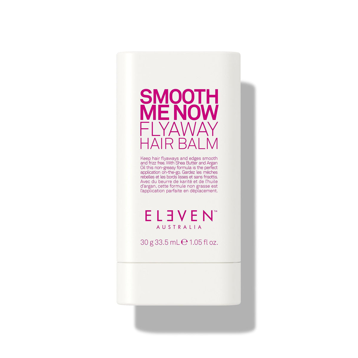 ELEVEN AUSTRALIA Smooth Me Now Flyaway Hair Balm Stick application shows quick frizz control.