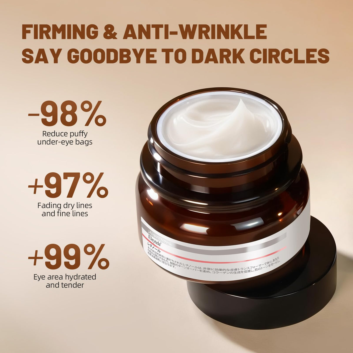 eleytele eye cream packaging showing the 1.06 oz size for daily use