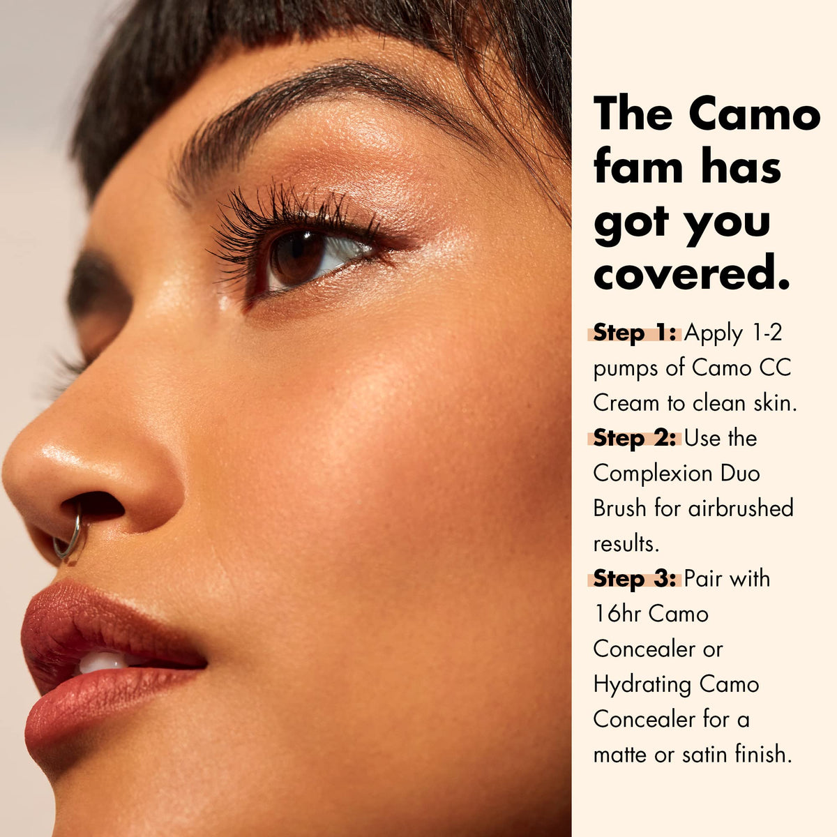 e.l.f. Camo CC Cream with peptides and niacinamide on skin