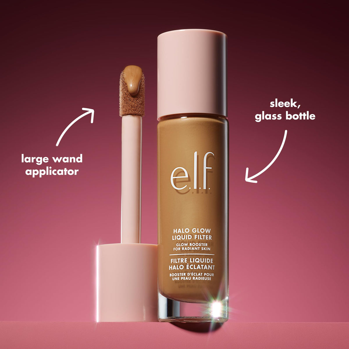 e.l.f. Halo Glow Liquid Filter used as highlighter on cheekbones for glow