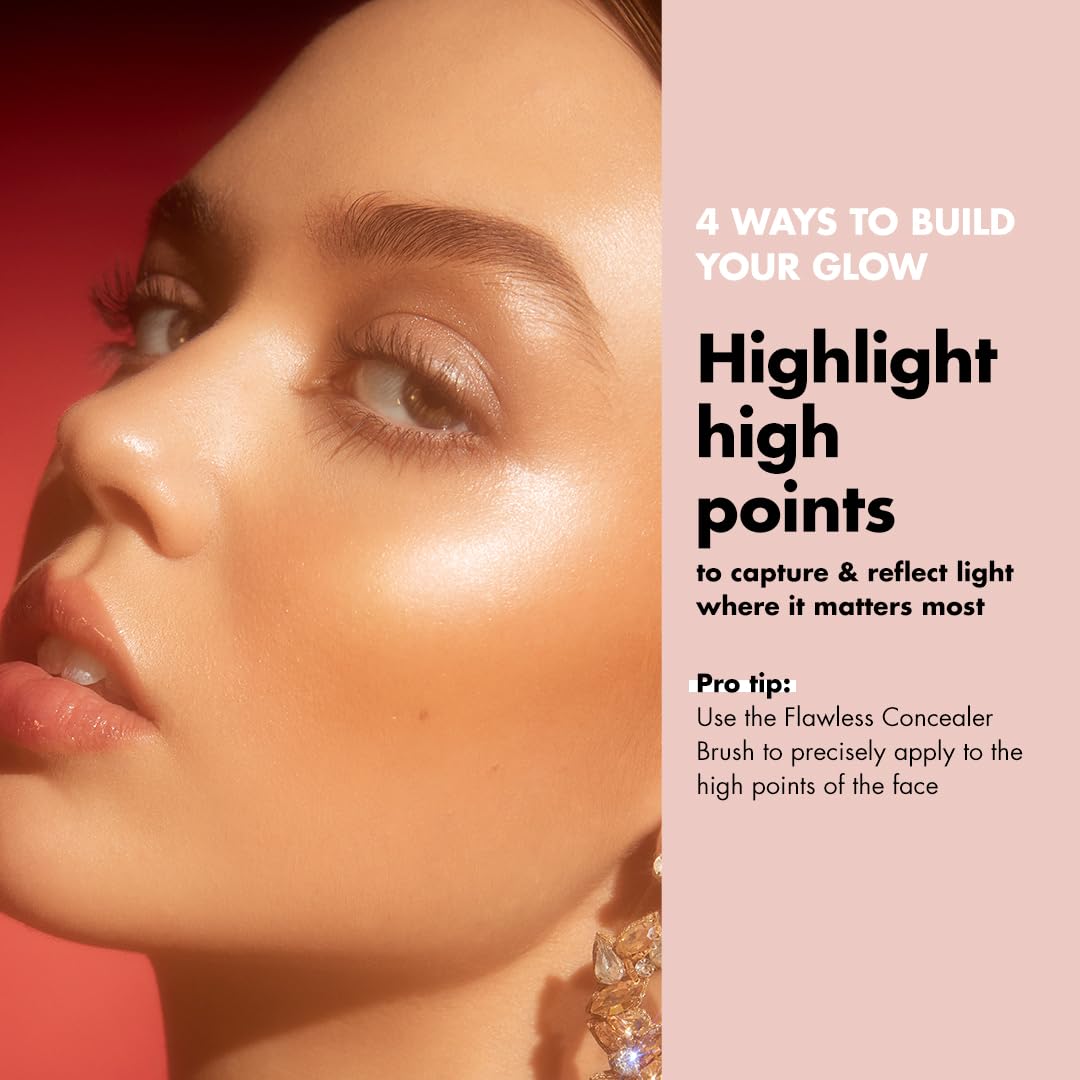e.l.f. Halo Glow Liquid Filter mixed with foundation for fresh, dewy look