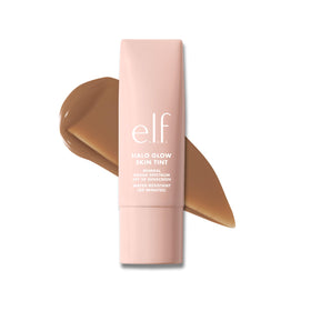 e.l.f. Halo Glow Skin Tint bottle with SPF 50 for a natural dewy finish.