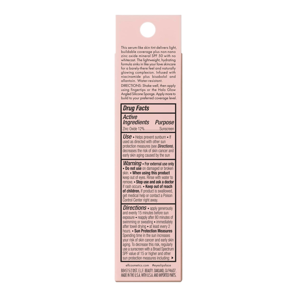e.l.f. Halo Glow Skin Tint water-resistant for extended wear.