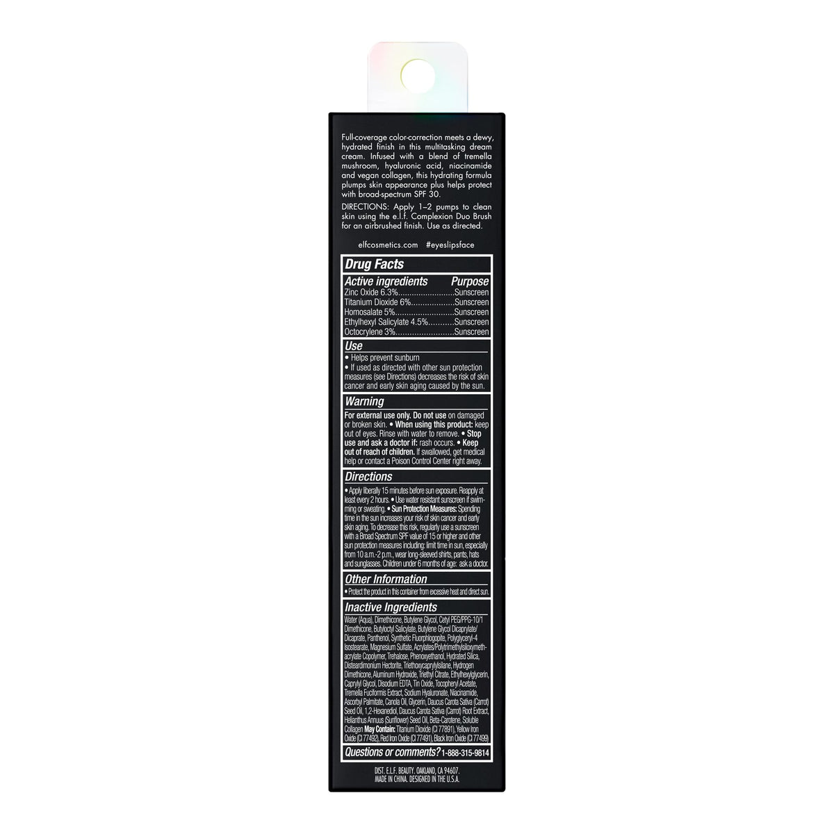 e.l.f. Hydrating Camo CC Cream display packaging and shade  Light 250W