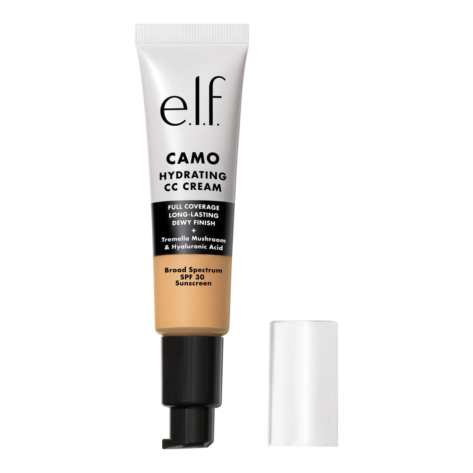 e.l.f. Hydrating Camo CC Cream swatch in Medium 330 W for dewy full coverage