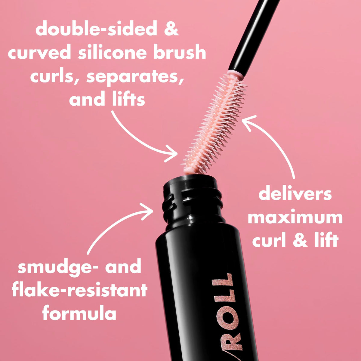 e.l.f. Lash N Roll Mascara shows curled, lifted lashes