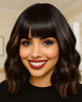 Elfairy black highlights brown bob wig for everyday style and confidence.